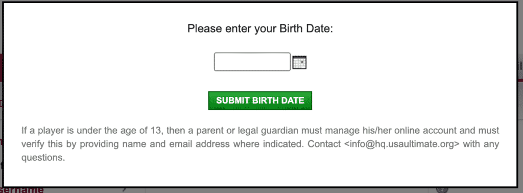 Enter your Date of Birth